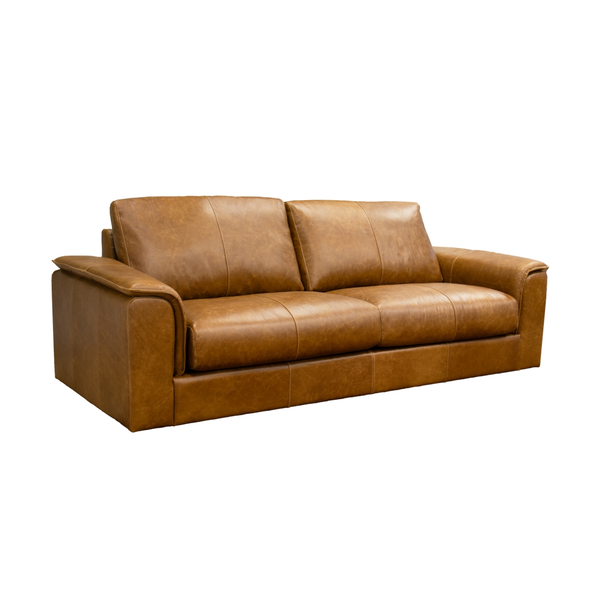 SOFA-622A Hudson 88' Top Grain Leather Sofa, Traditional 3-Seat Couch with Solid Wood Frame Sofa