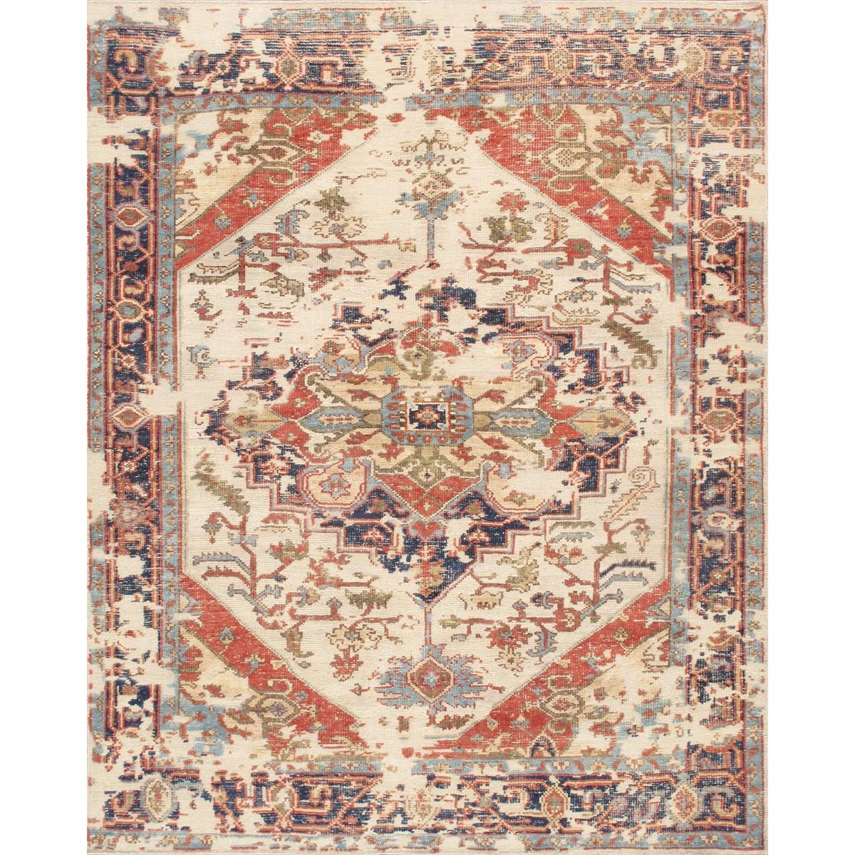 pmh-1 6x9 Serapi Hand-Knotted Ivory/Navy Wool Area Rug- 6' 2'' X 8' 9''