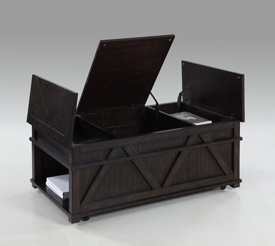 Picture of Progressive Furniture T437-17 Foxcroft Storage Cocktail Trunk, Dark Pine - 19 x 44 x 26 in.