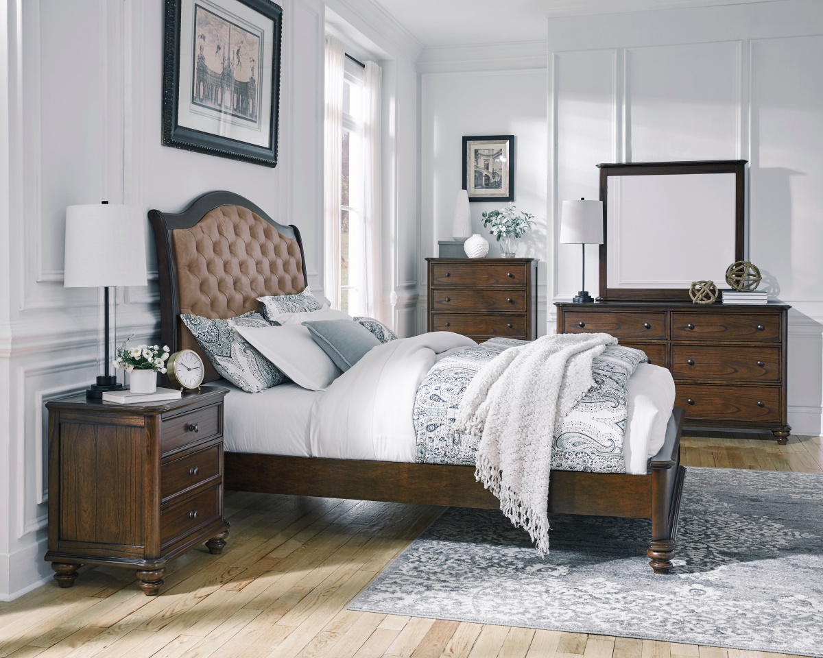 B122-34-35-78 Bedroom Complete Upholstered Bed, Aged Oak - Queen Size -  ProComfort, PR2480524