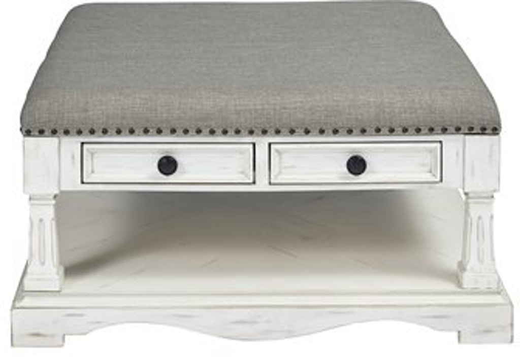Picture of Progressive Furniture T127-01 Living Room Square Upholstered Cocktail Table&#44; Chalk
