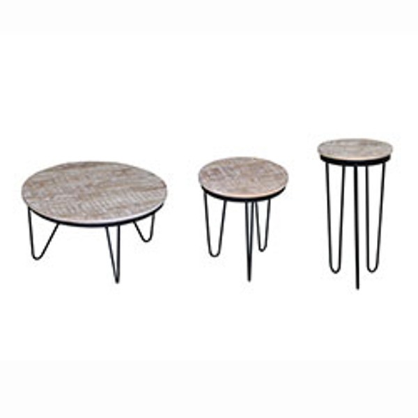 T832-68 Outbound Reclaimed Wood and Iron Round Chairside -  Progressive Furniture, T83268