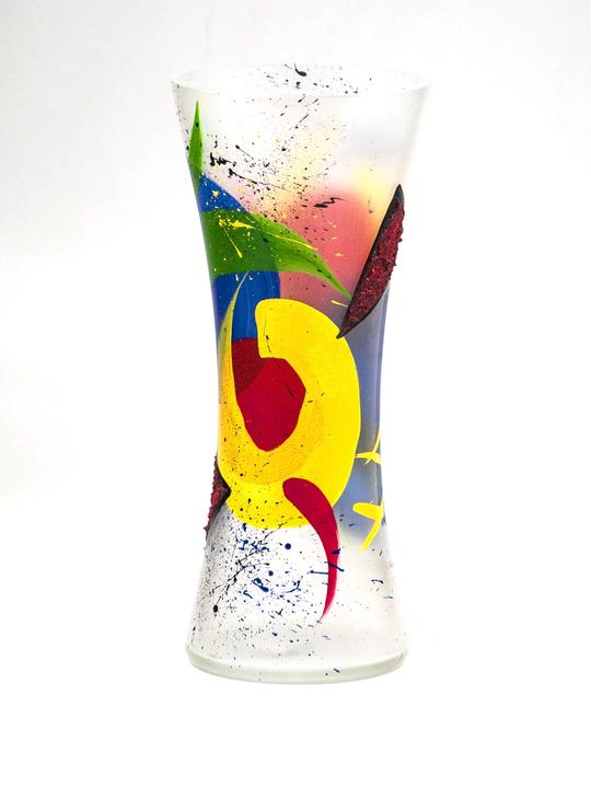 Picture of B2 Studio 7756-300-sh062 12 in. Hand Painted Art Glass Table Vase for Flowers, Multicolor