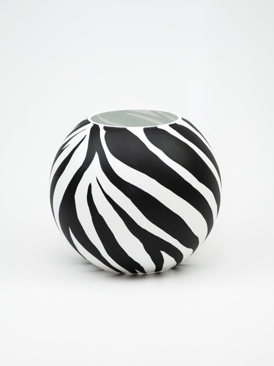 Picture of B2 Studio 5578-180-sh224 6 in. Hand Painted Round Bubble Art Glass Table Vase for Flowers&#44; Black & White