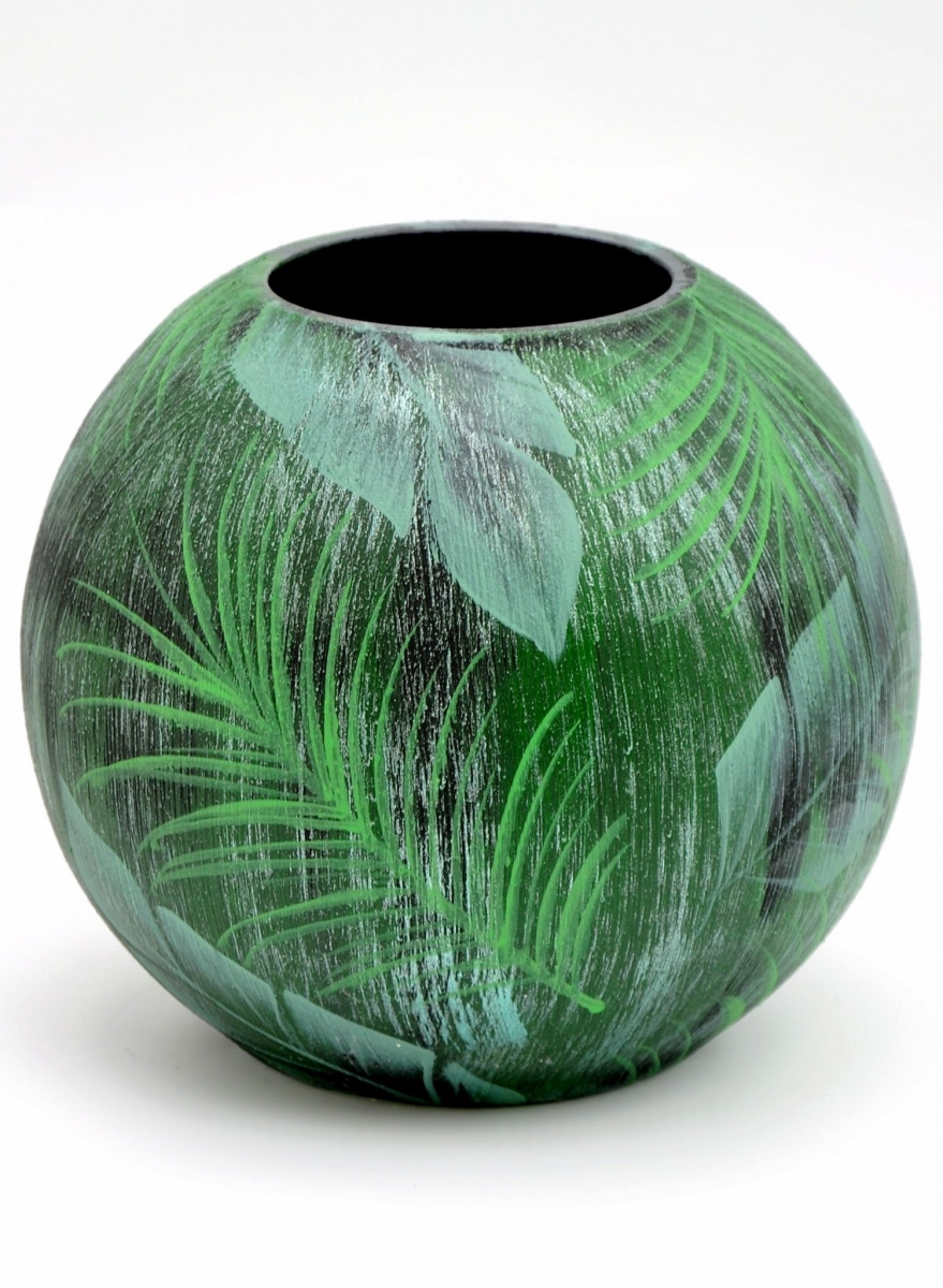Picture of B2 Studio 5578-180-sh114 6 in. Hand Painted Round Bubble Art Glass Table Vase for Flowers&#44; Green