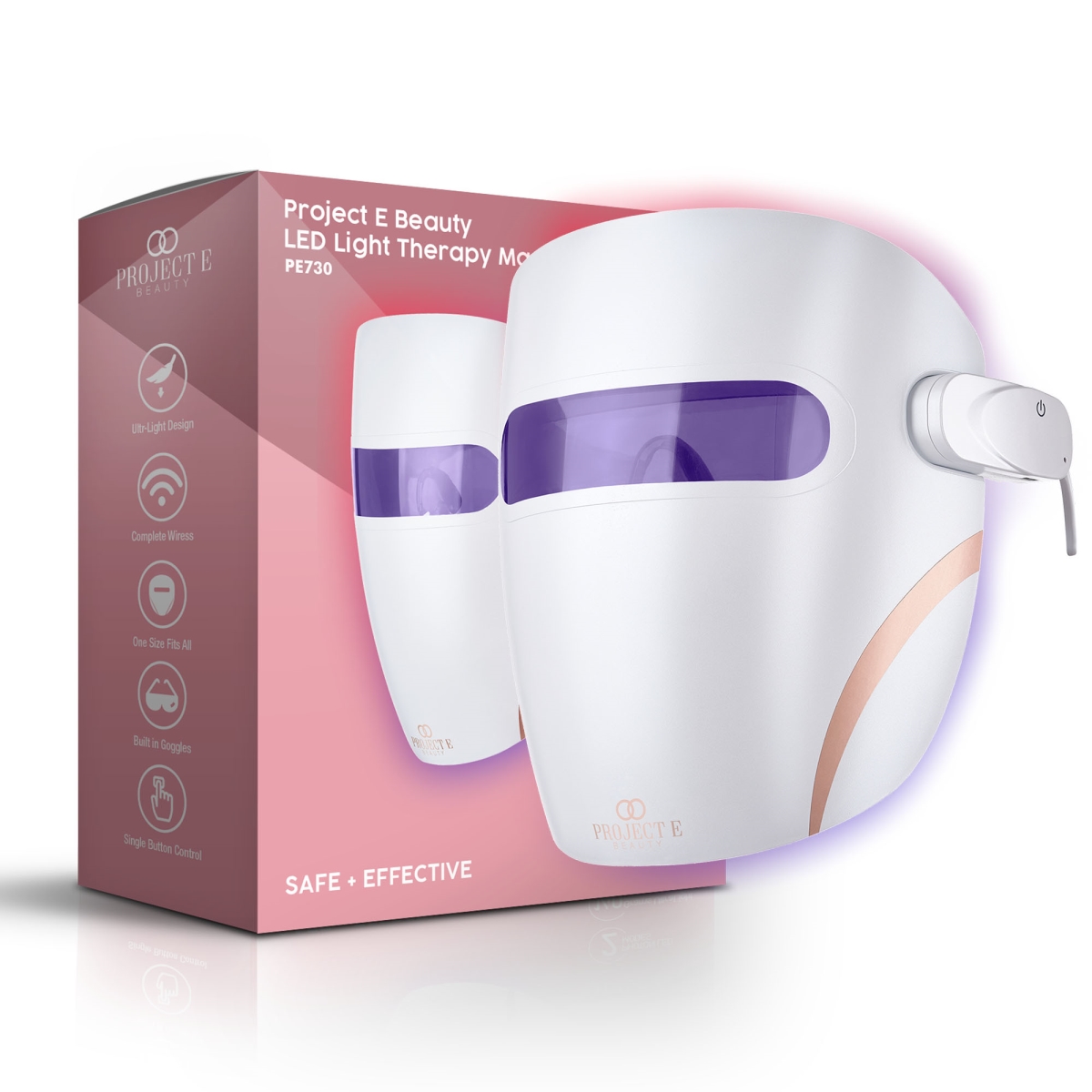 Project E Beauty - Lumamask Pro Led Light Therapy Face Mask | Red Light Therapy Mask | Blue Led Face Mask - White