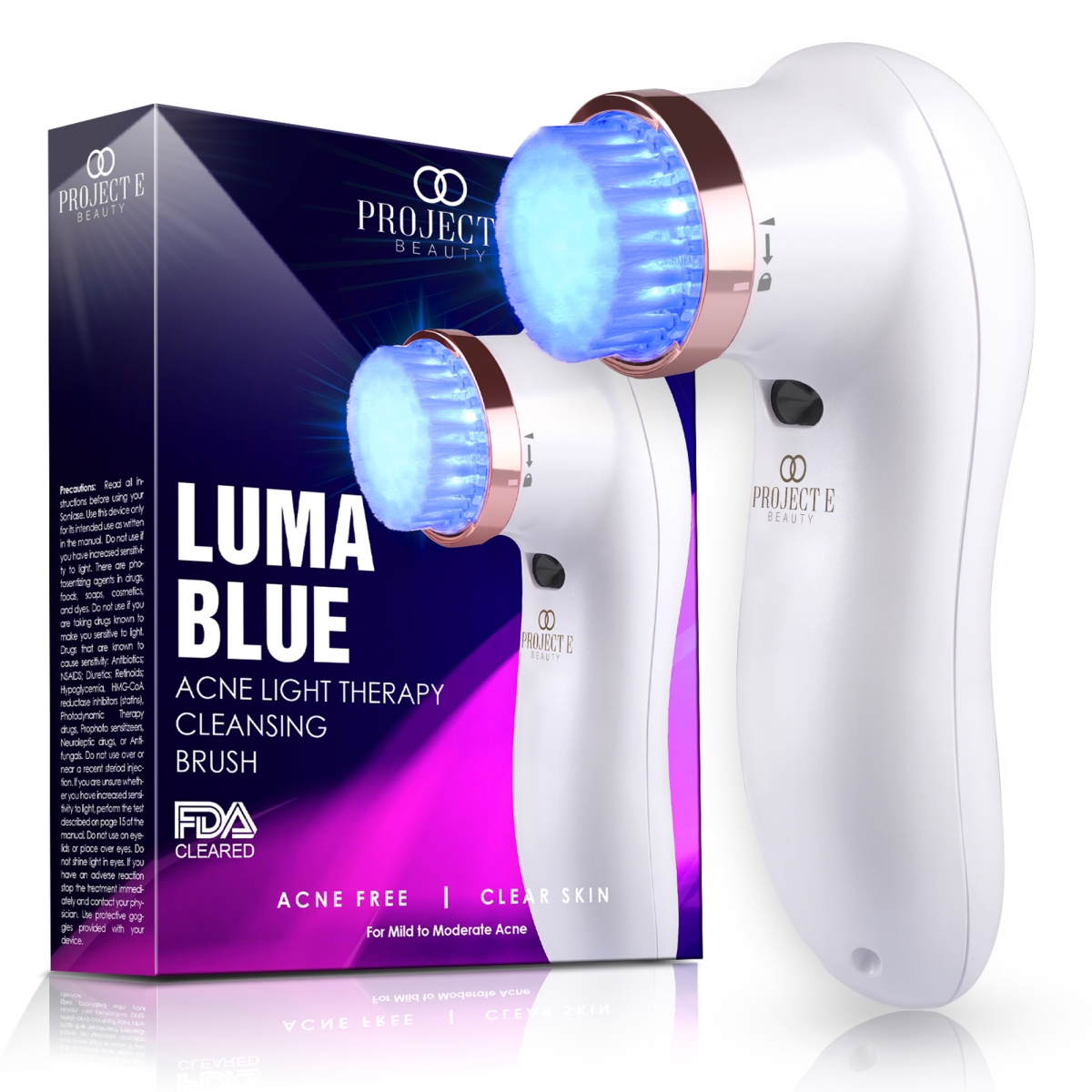 PE719  PE719 Luma Blue Acne Light Therapy Cleansing Brush | Acne Skincare Routine | Exfoliating Brush