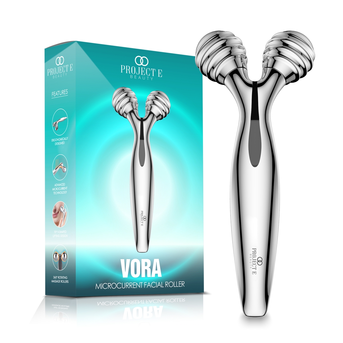 PE723  PE723 VORA Microcurrent Facial Roller | Instant Face Lift & V-Shape | Collagen Boost | Solar Powered