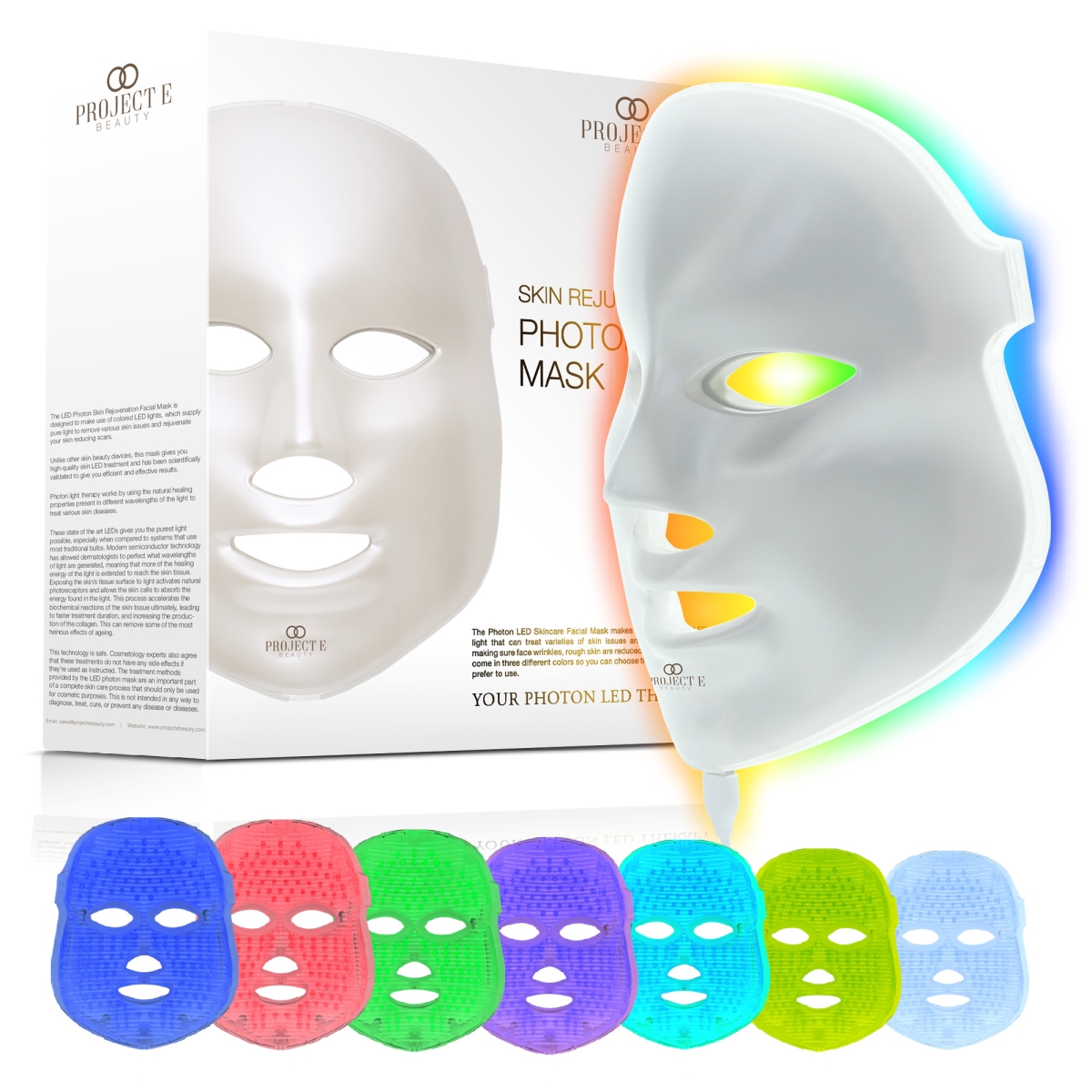 PE021  PE021 Skin Rejuvenation Photon Mask | LED Face Mask Light Therapy Red Blue Light Anti-Aging Wrinkle -  Project E Beauty