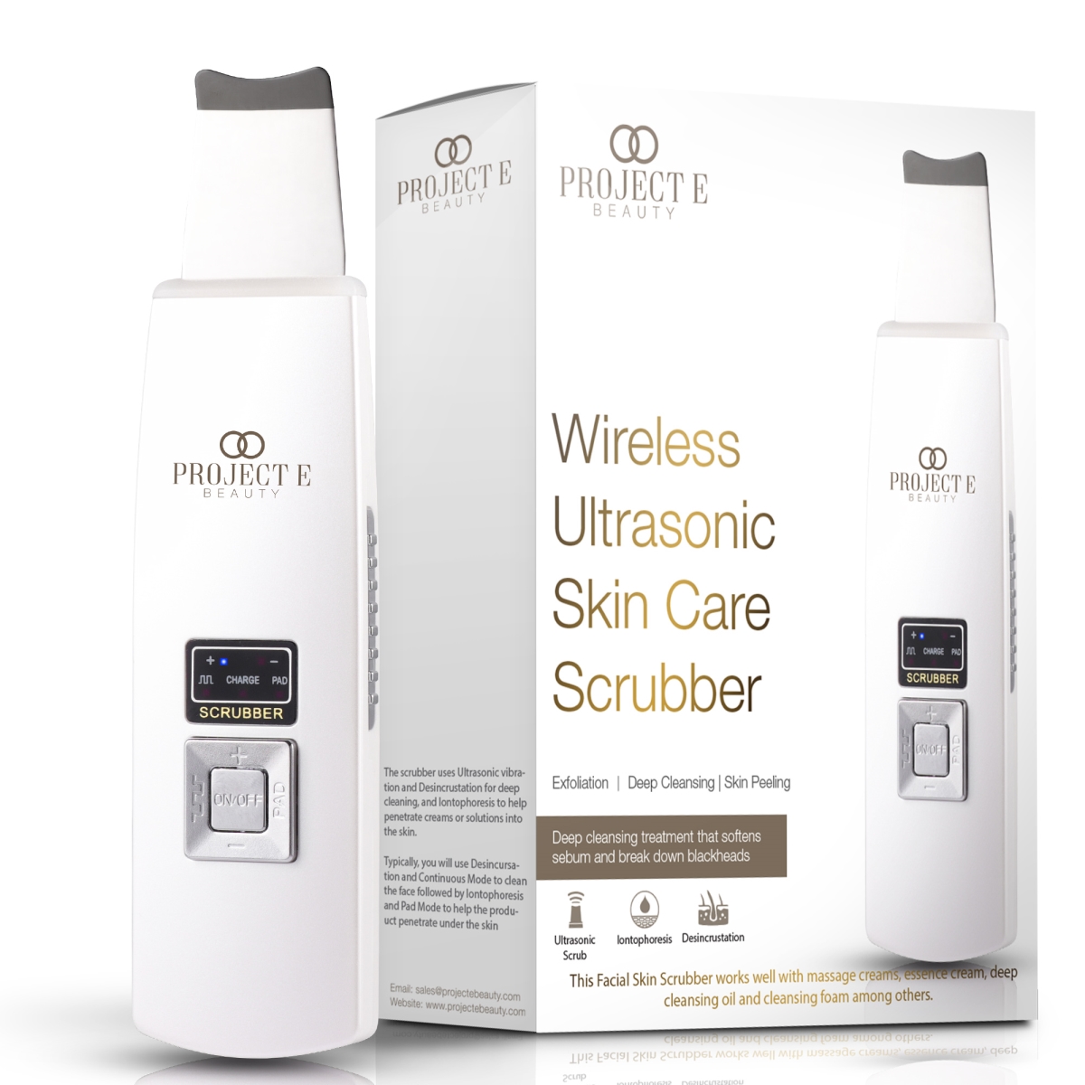 PE066  PE066 Wireless Ultrasonic Skin Care Scrubber | Skin Spatula for Gentle Exfoliation | Removes Blackheads