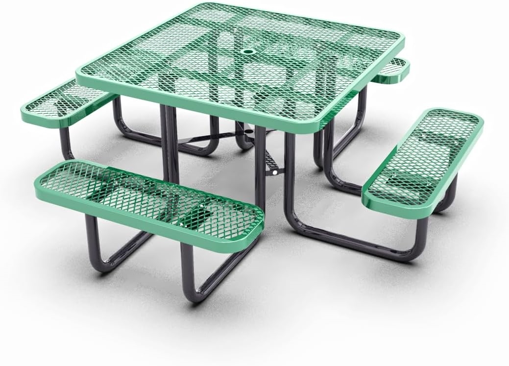 46' commercial square picnic table - Thermoplastic coated - Green