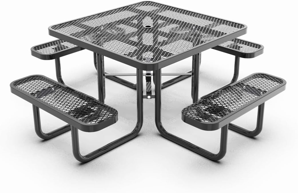46' commercial square picnic table - Thermoplastic coated - Black