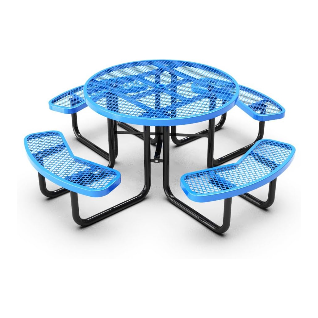 46' commercial round picnic table - Thermoplastic coated - Blue