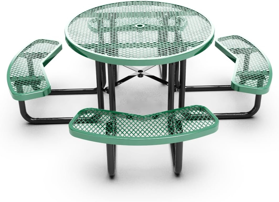 46' commercial round picnic table - Thermoplastic coated - Green