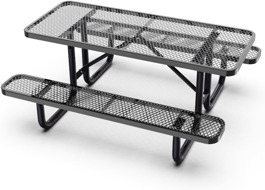 6ft commercial picnic table - Thermoplastic coated - Black