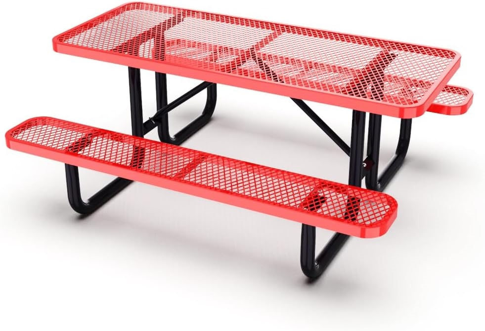 6ft commercial picnic table - Thermoplastic coated - Red