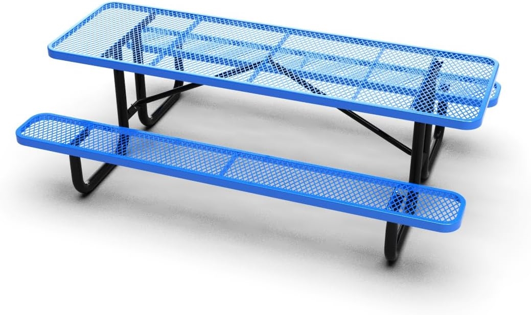 8ft commercial picnic table - Thermoplastic coated - Blue