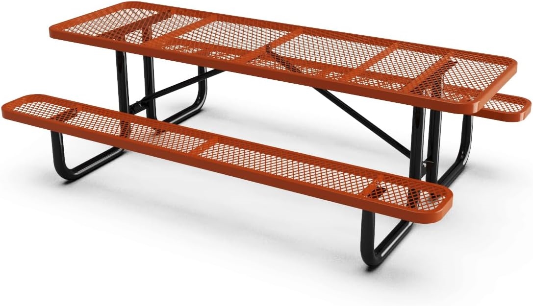 8ft commercial picnic table - Thermoplastic coated - Red