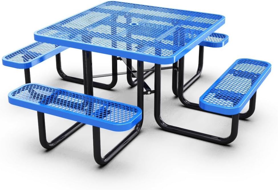 46' commercial square picnic table - Thermoplastic coated - Blue