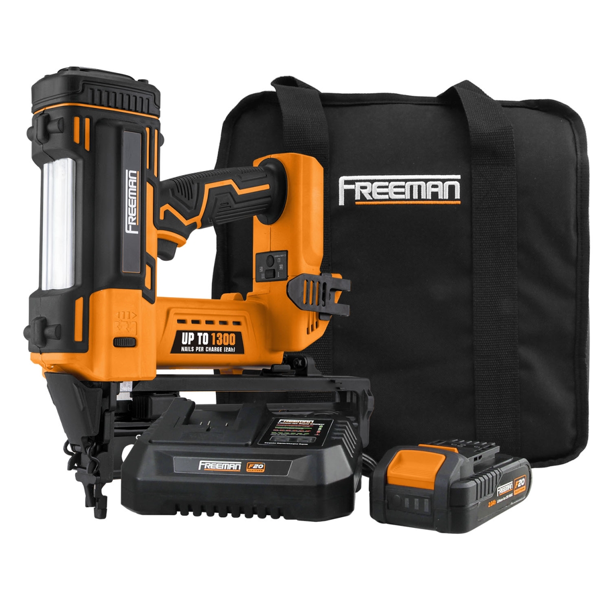 PE20VFN64 20V Cordless 16-Gauge 2.5 in. Straight Finish Nailer Kit with Lithium Ion Battery, Charger, Bag & Nails