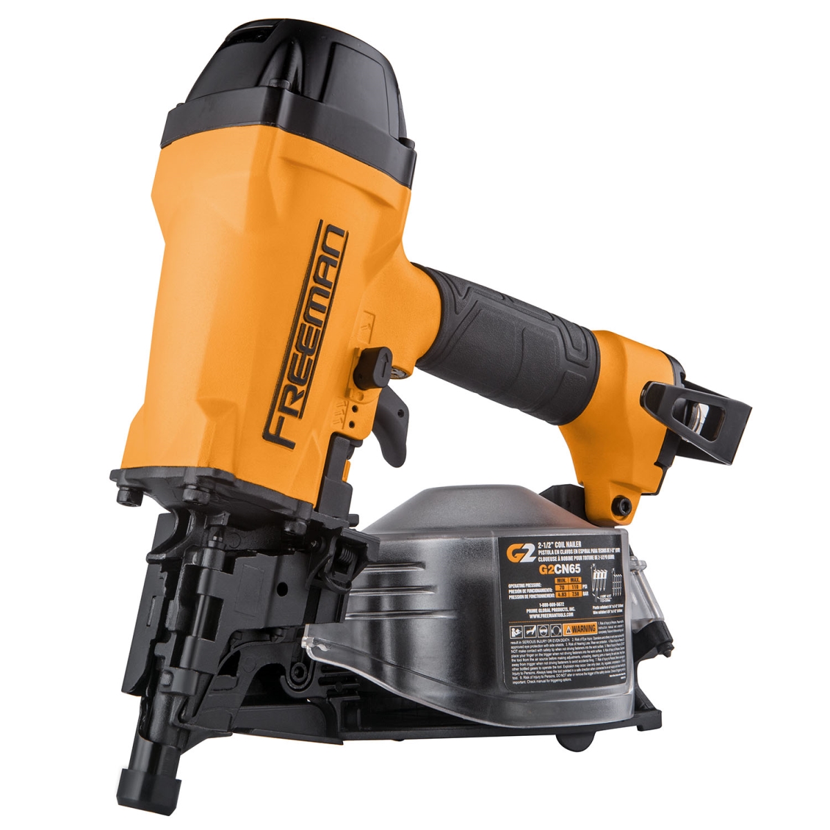 G2CN65 2.5 in. 2nd Generation Pneumatic 15 Deg Coil Siding Nailer with Adjustable Metal Belt Hook & 0.25 in. NPT Air Connector