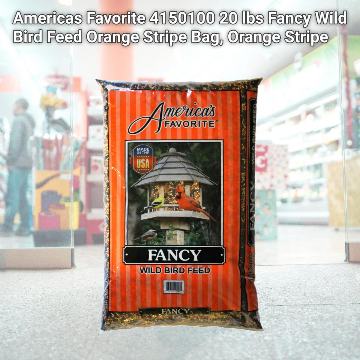 Picture of Americas Favorite 4150100 20 lbs Fancy Wild Bird Feed Orange Stripe Bag, Orange Stripe