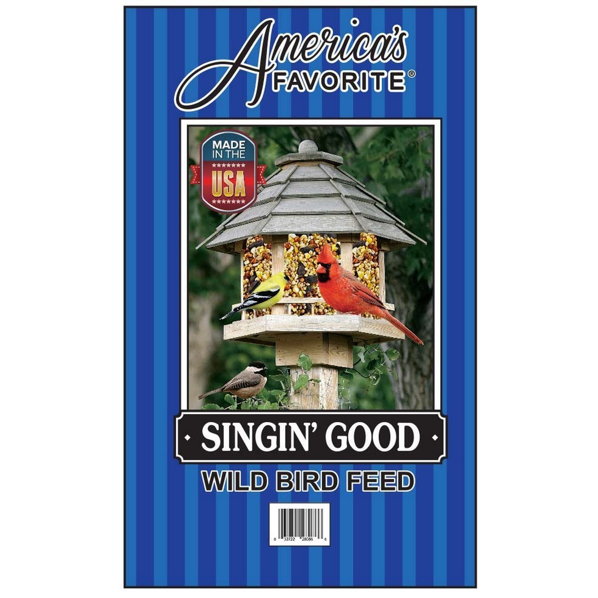 Picture of Americas Favorite 4150060 40 lbs Singin Good Wild Bird Feed Blue Stripe Bag, Blue Stripe