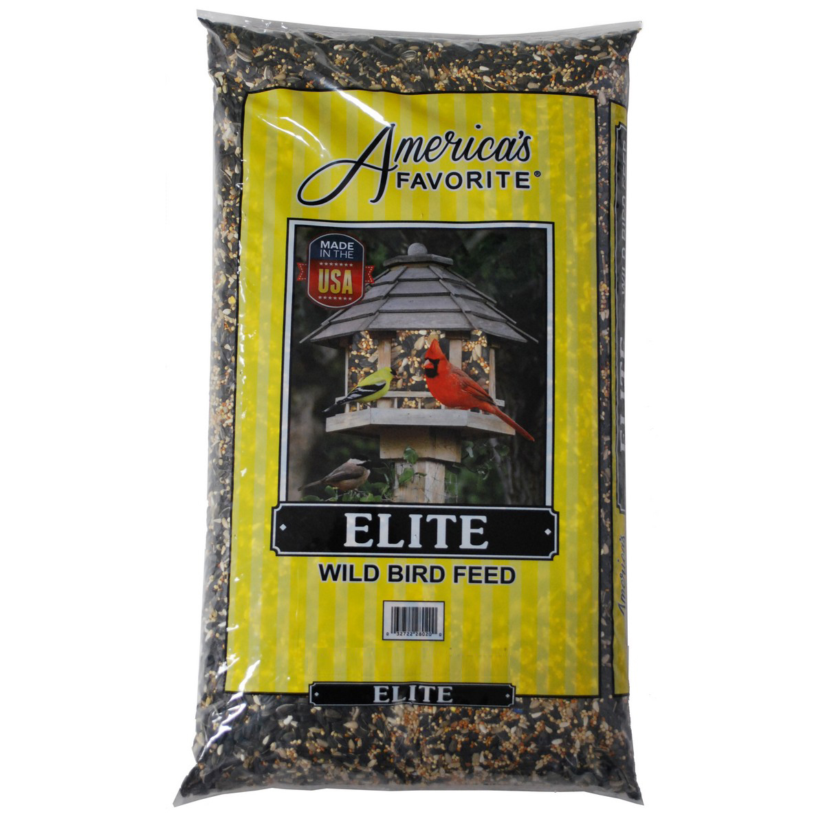 Picture of Americas Favorite 280020 10 lbs Elite Wild Bird Feed Yellow Stripe Bag, Yellow Stripe