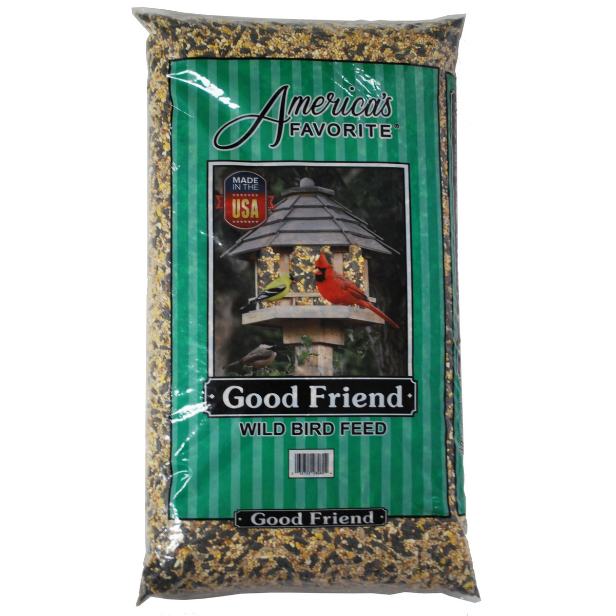 Picture of Americas Favorite 280080 10 lbs Good Friend Wild Bird Feed Dark Green Stripe Bag, Dark Green Stripe