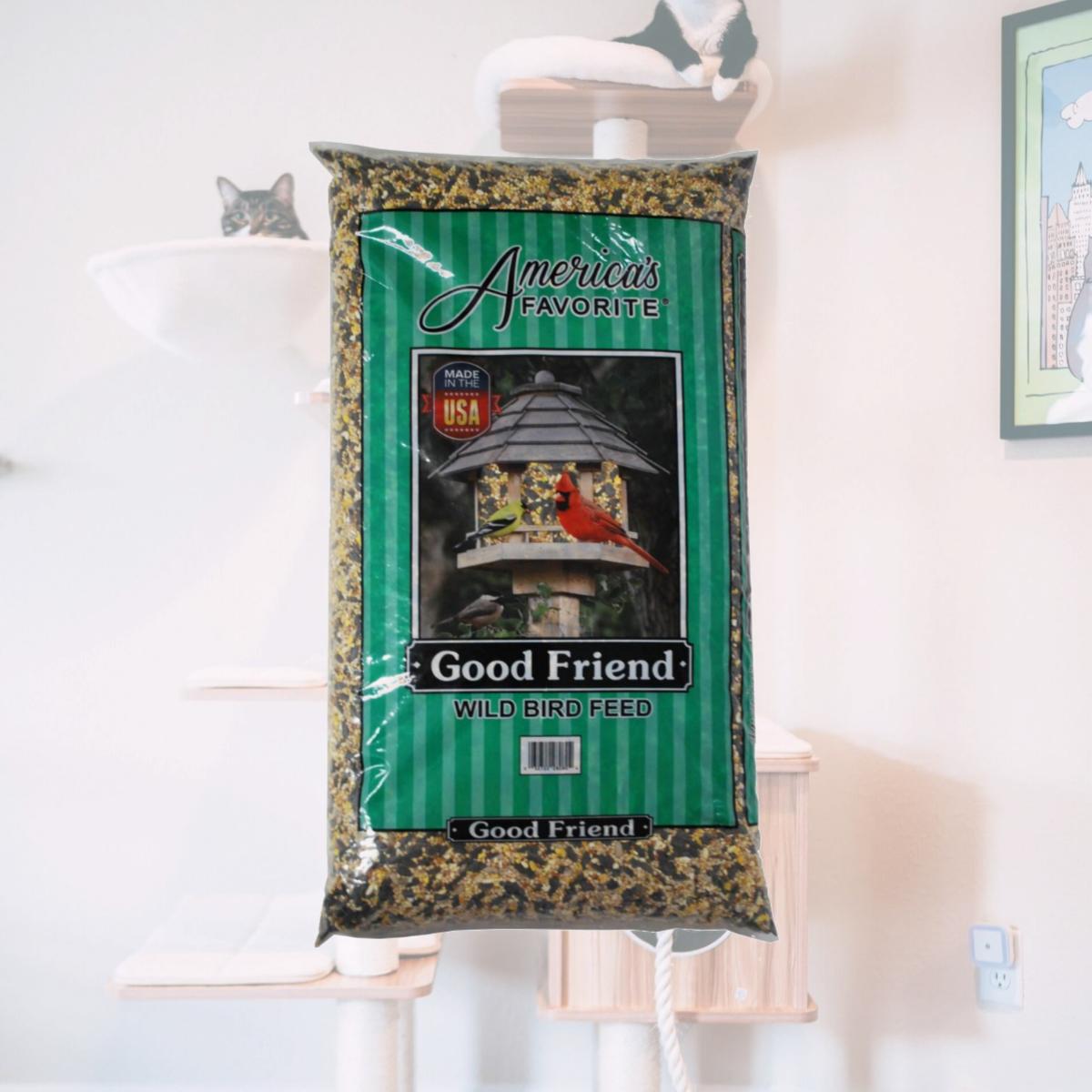 Picture of Americas Favorite 280080 10 lbs Good Friend Wild Bird Feed Dark Green Stripe Bag, Dark Green Stripe