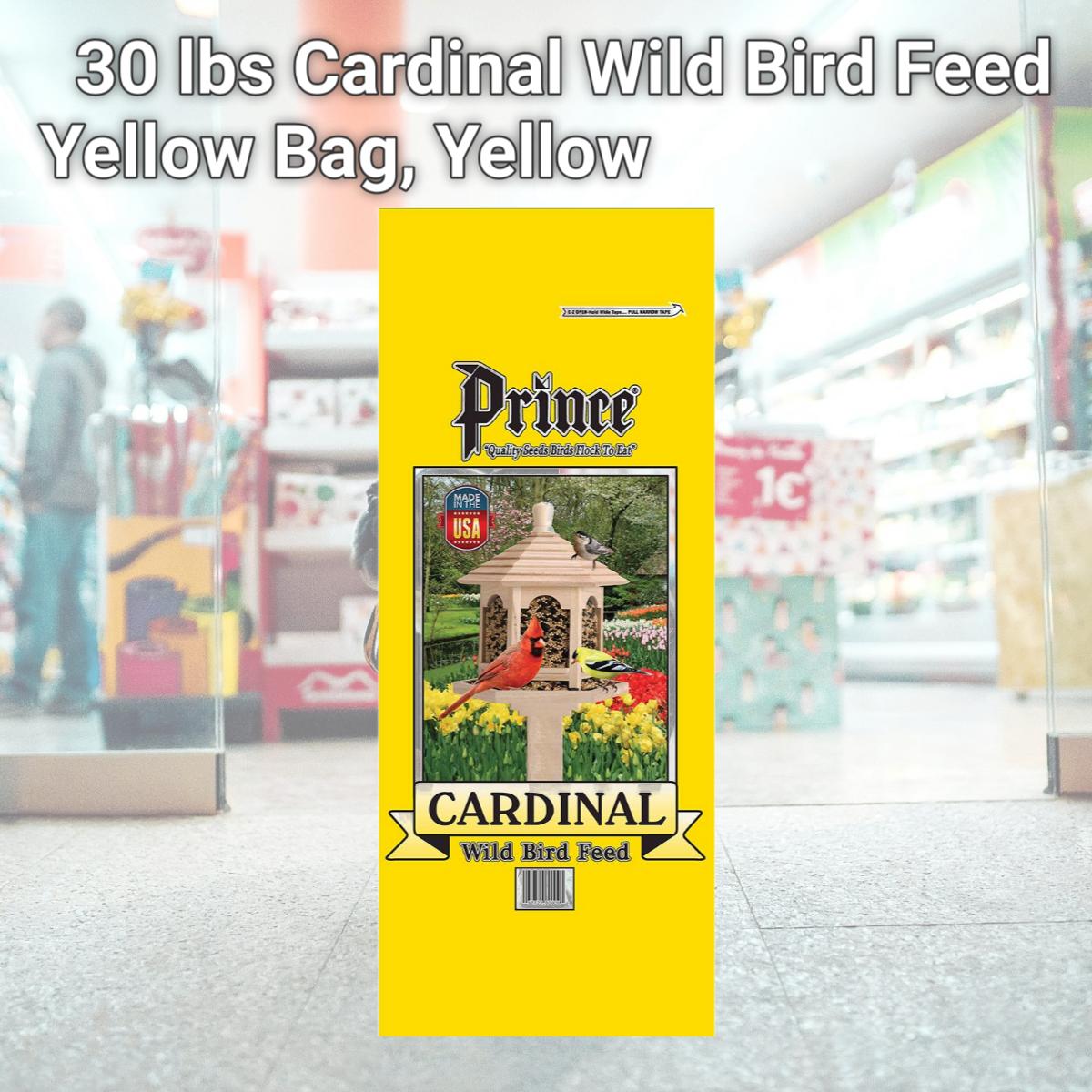 Picture of Prince Wild Bird Seed 0017030 30 lbs Cardinal Wild Bird Feed Yellow Bag, Yellow