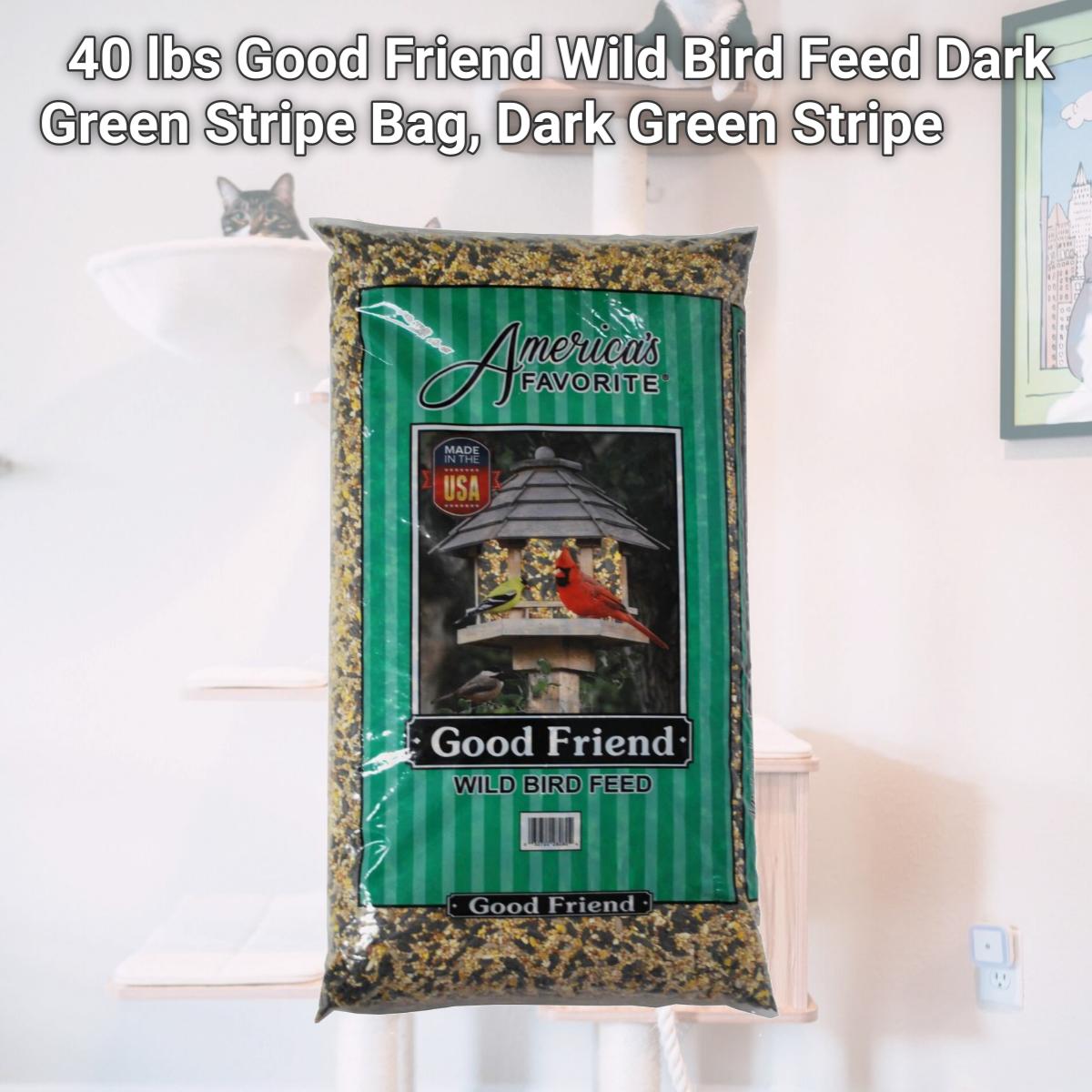 Picture of Americas Favorite 2800840 40 lbs Good Friend Wild Bird Feed Dark Green Stripe Bag, Dark Green Stripe