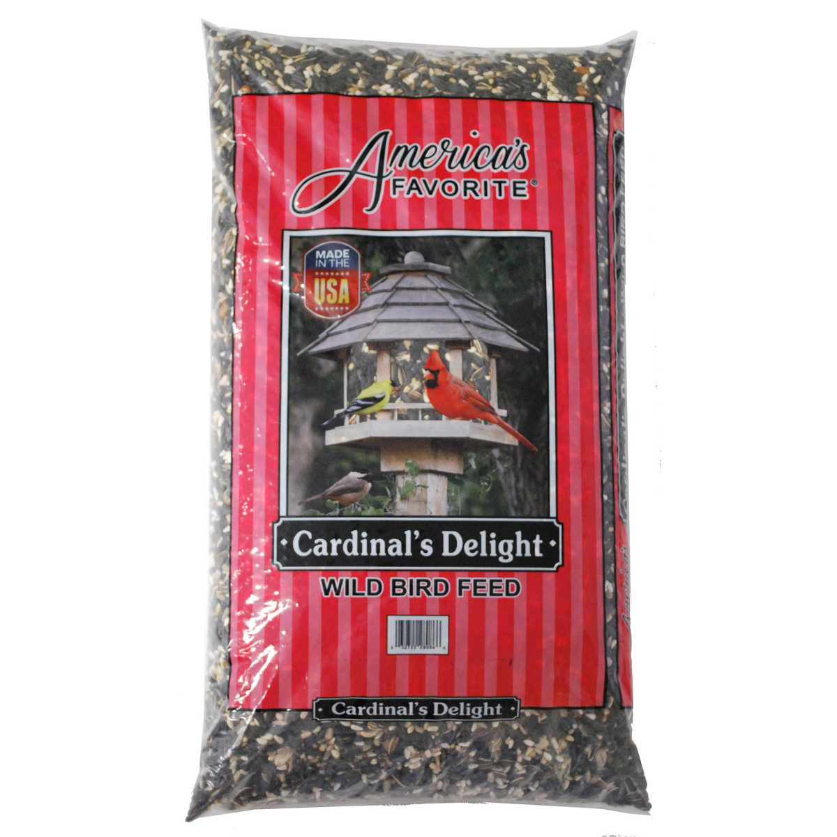 Picture of Americas Favorite 2800880 30 lbs Cardinal Delight Wild Bird Feed Red Stripe Bag, Red Stripe