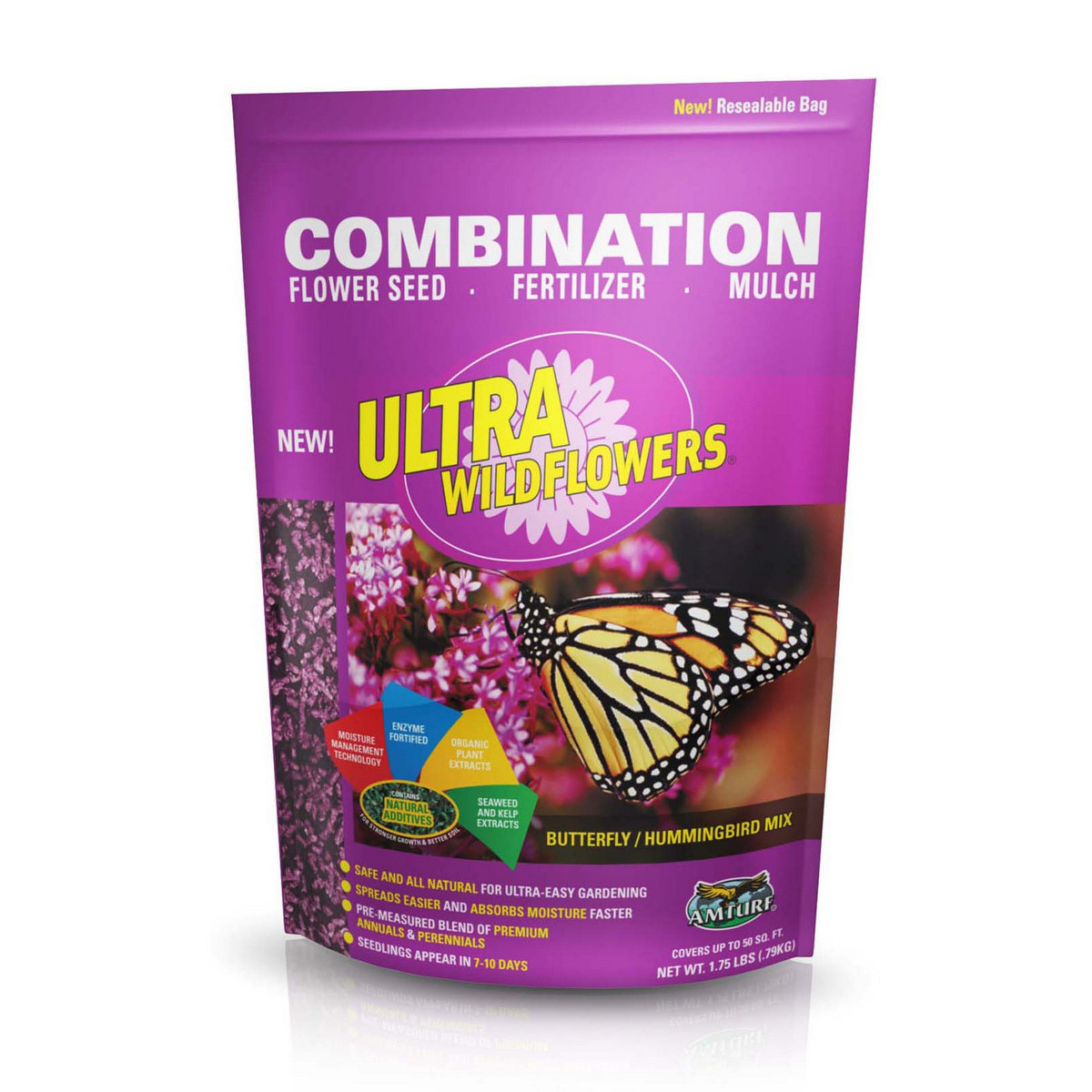 Picture of Amturf 5013130 1.75 lbs Ultra Butterfly & Hummingbird Mix Flower Mulch Seed - MP5