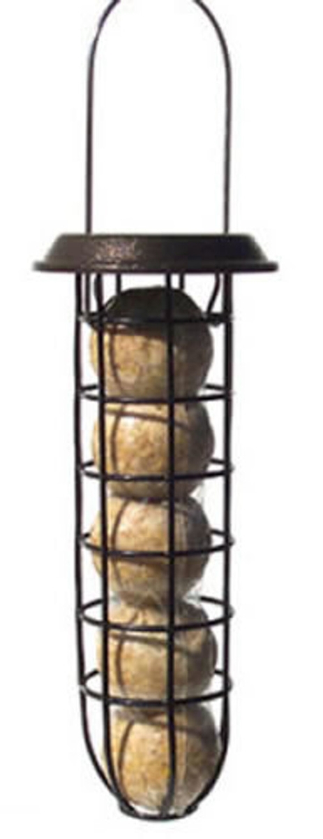 Picture of Wildlife Sciences 313910 735 No. 0.7 Mesh Ball Feeder with Roof for MP6&#44; Black & Bronze