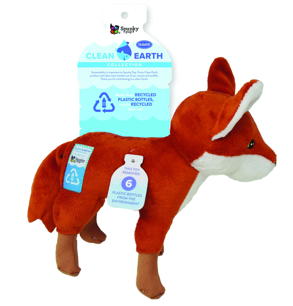 Picture of Spunky 602166 Clean Earth Fox Plush Dog Toy&#44; Orange & White - Large - Pack of 12