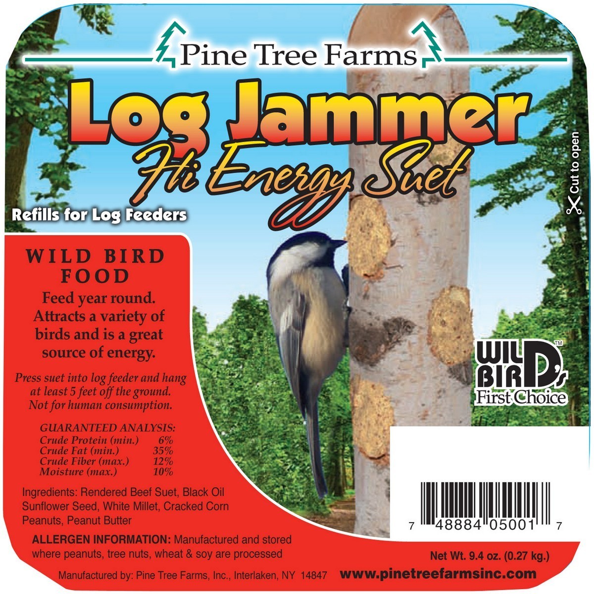 Picture of Pine Tree Farms 618010 5001 9.4 oz MP12 Log Jammer Hi-Energy Suet Plug - 3 per Set - Pack of 12
