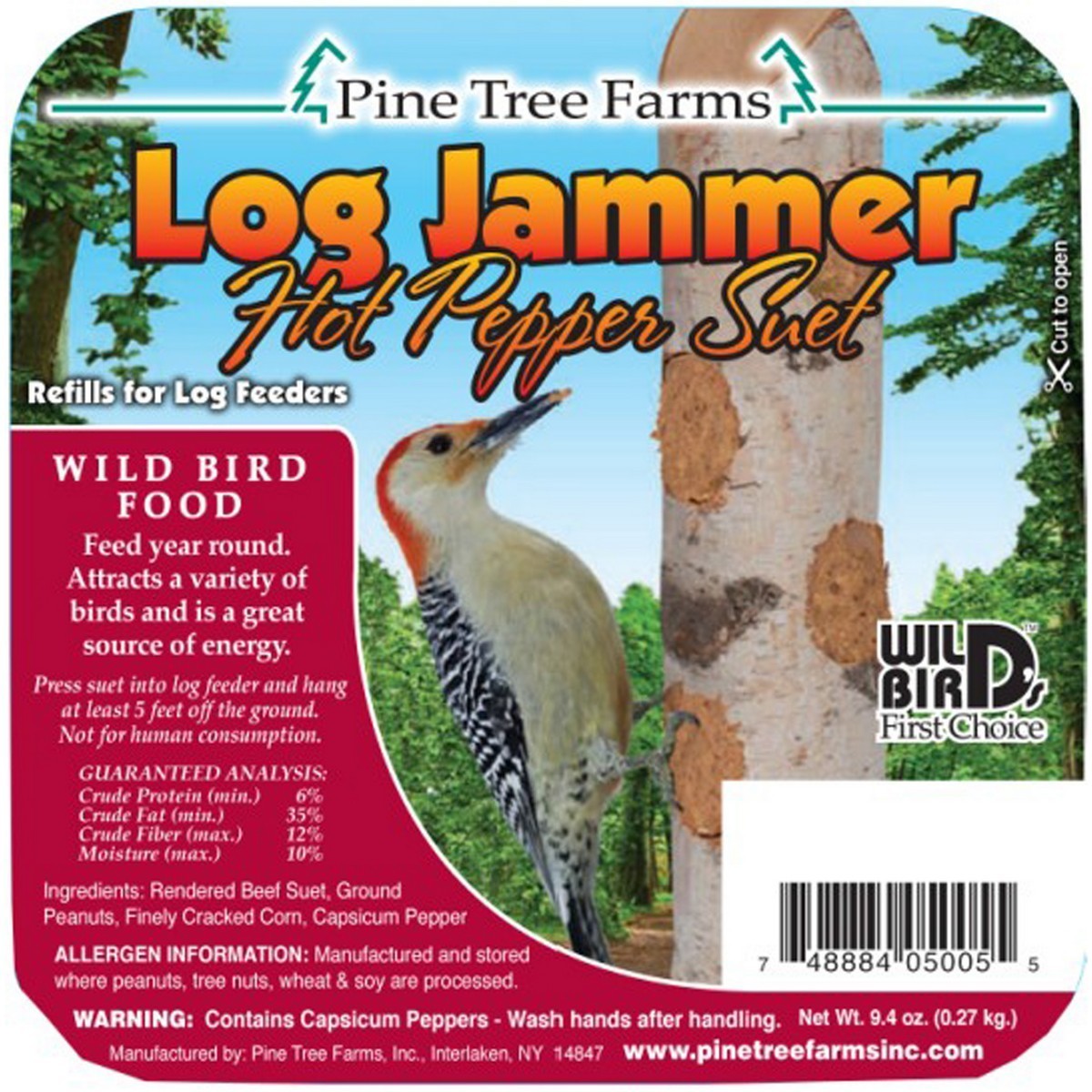 Picture of Pine Tree Farms 618014 5005 9.4 oz MP12 Log Jammer Hot Pepper Suet Plug - 3 per Set - Pack of 12