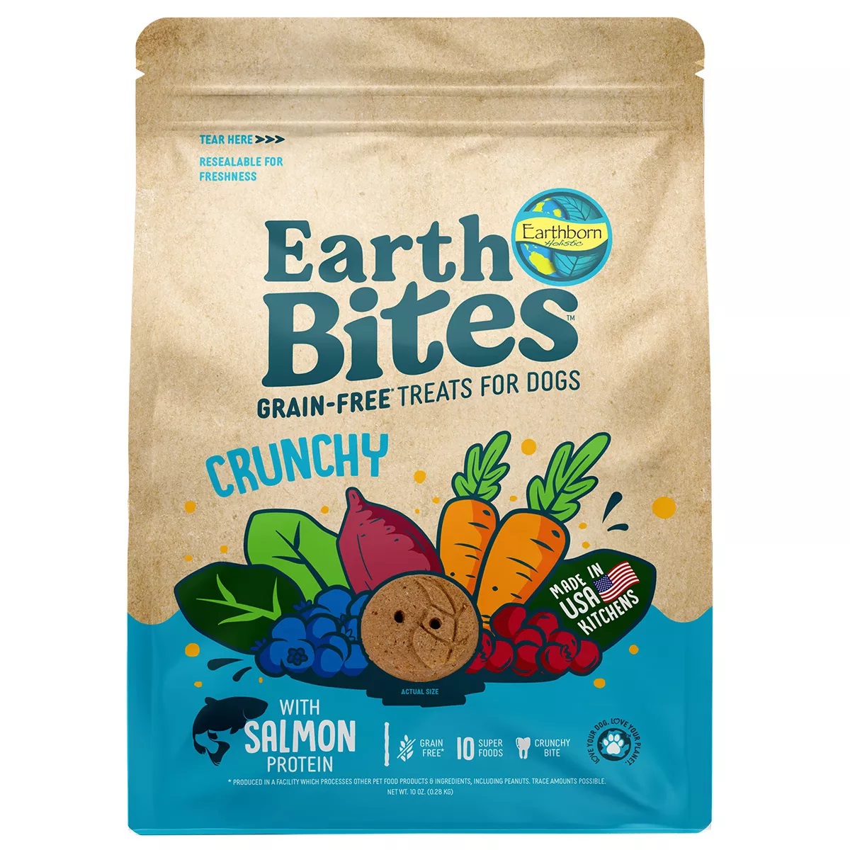 Picture of Earthborn Holistic 8656535 1610032 10 oz MP8 Earthbites Crunchy Salmon & Pumpkin Recipe Dog Treats - Pack of 8