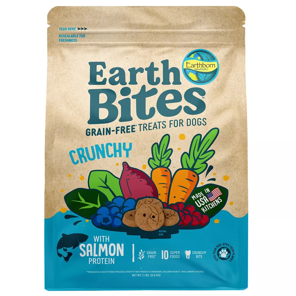 Picture of Earthborn Holistic 8656536 1610033 2 lbs MP6 Earthbites Crunchy Salmon & Pumpkin Recipe Dog Treats - Pack of 6