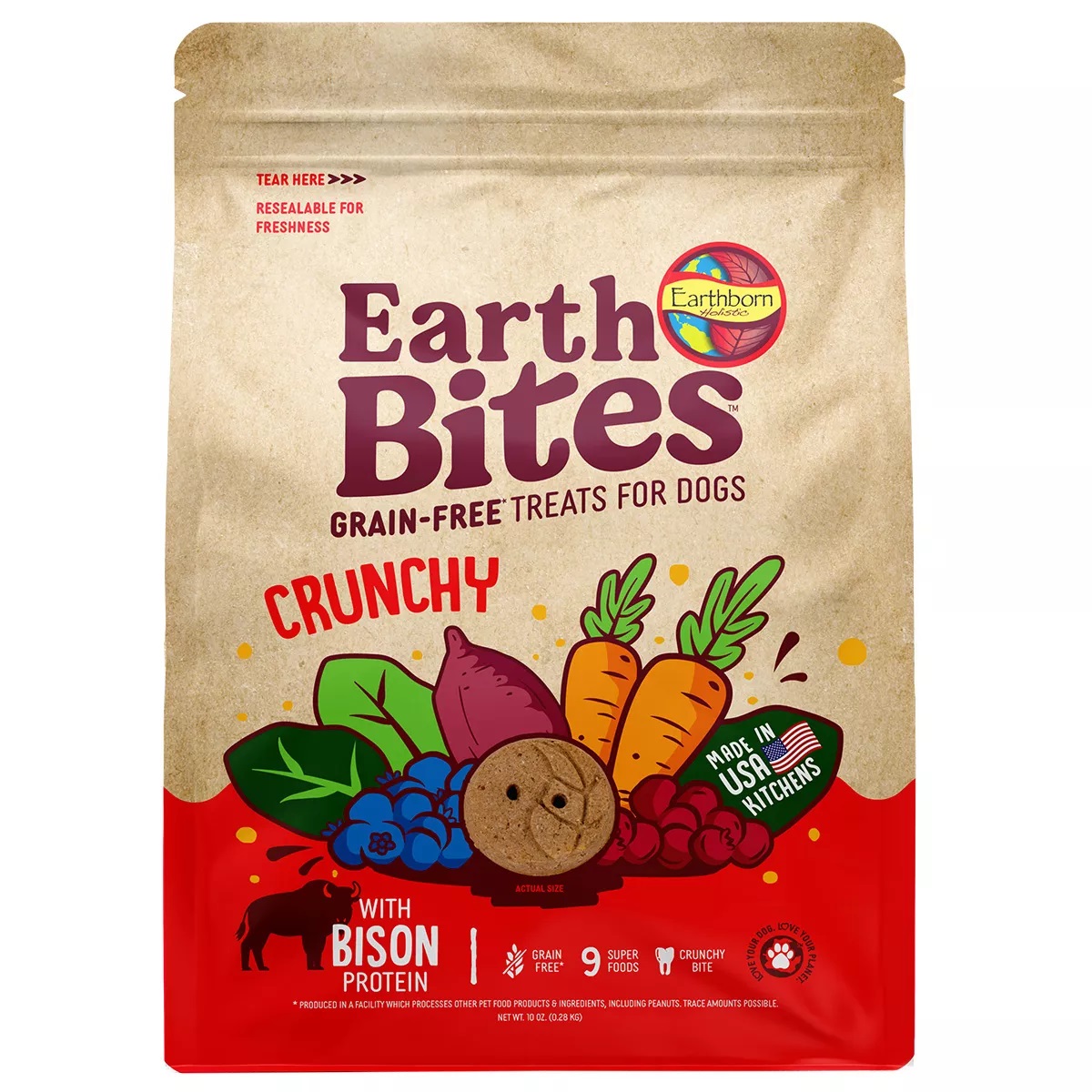 Picture of Earthborn Holistic 8656539 1610036 10 oz MP8 Earthbites Crunchy Bison & Pumpkin Recipe Dog Treats - Pack of 8