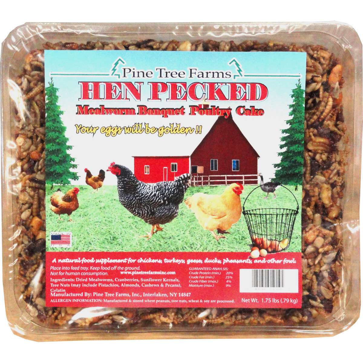 Picture of Pine Tree Farms 618034 4000 1.75 lbs MP8 Hen Pecked Mealworm Banquet Poultry Cake - Pack of 8