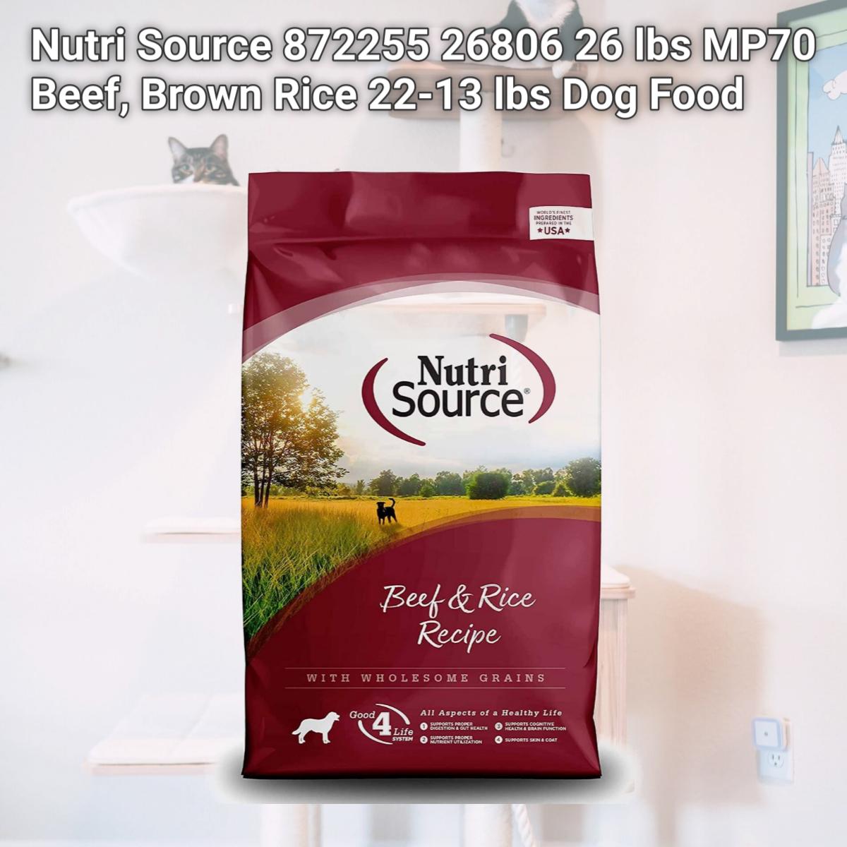 Picture of Nutri Source 872255 26806 26 lbs MP70 Beef, Brown Rice 22-13 lbs Dog Food