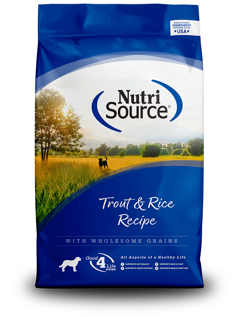 Picture of Nutri Source 872256 26910 26 lbs MP70 Trout, Rice 24-16 lbs Dog Food