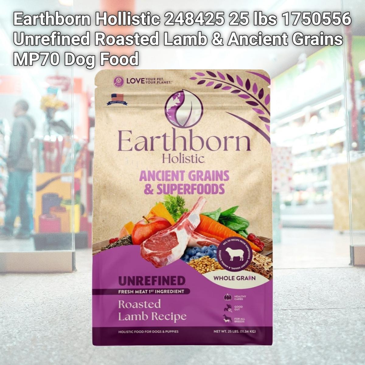 Picture of Earthborn Hollistic 248425 25 lbs 1750556 Unrefined Roasted Lamb & Ancient Grains MP70 Dog Food