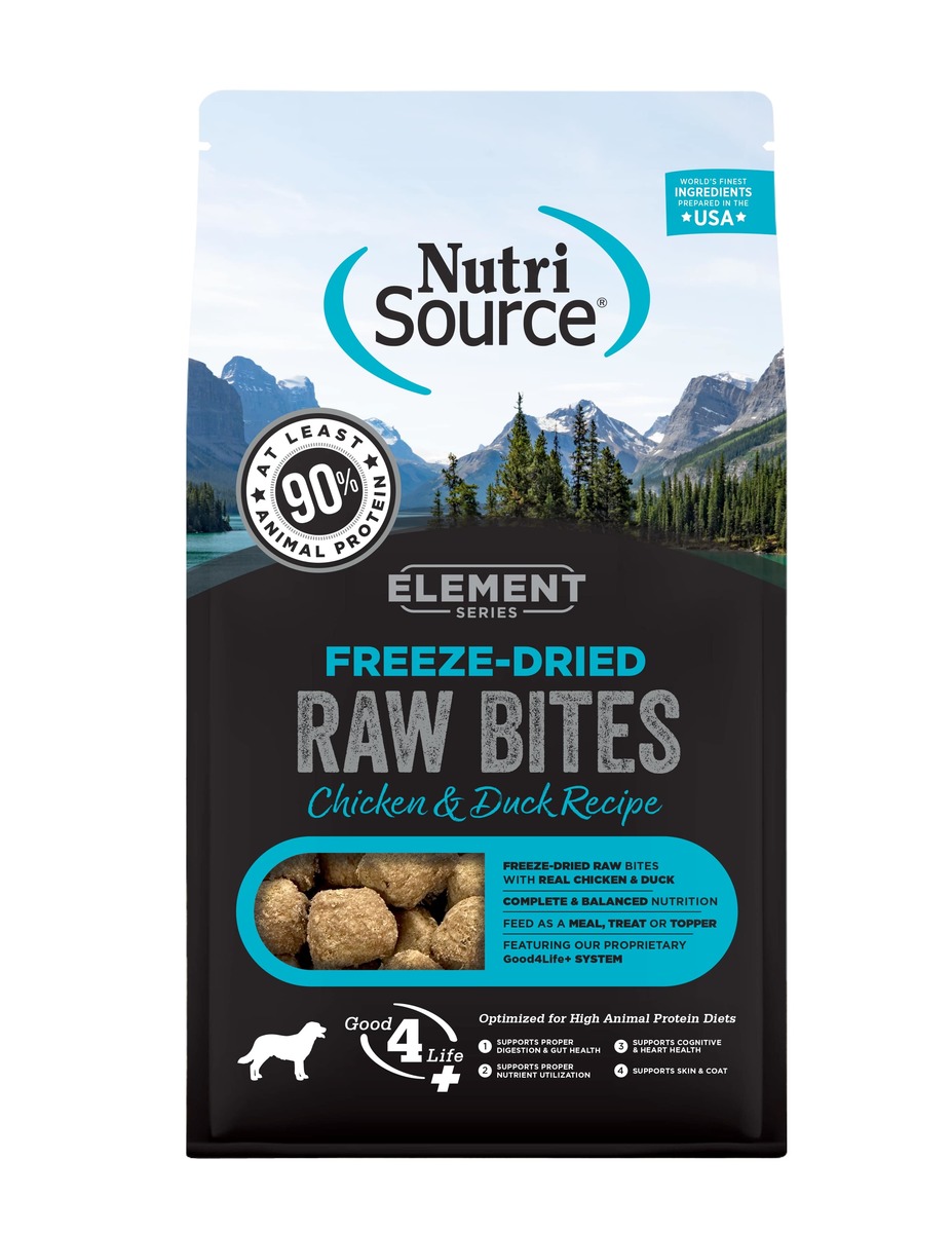 Picture of Nutri Source 807080 2.5 oz 30080 Element Chicken & Duck Freeze MP12 Dried Raw Bites Dog Food