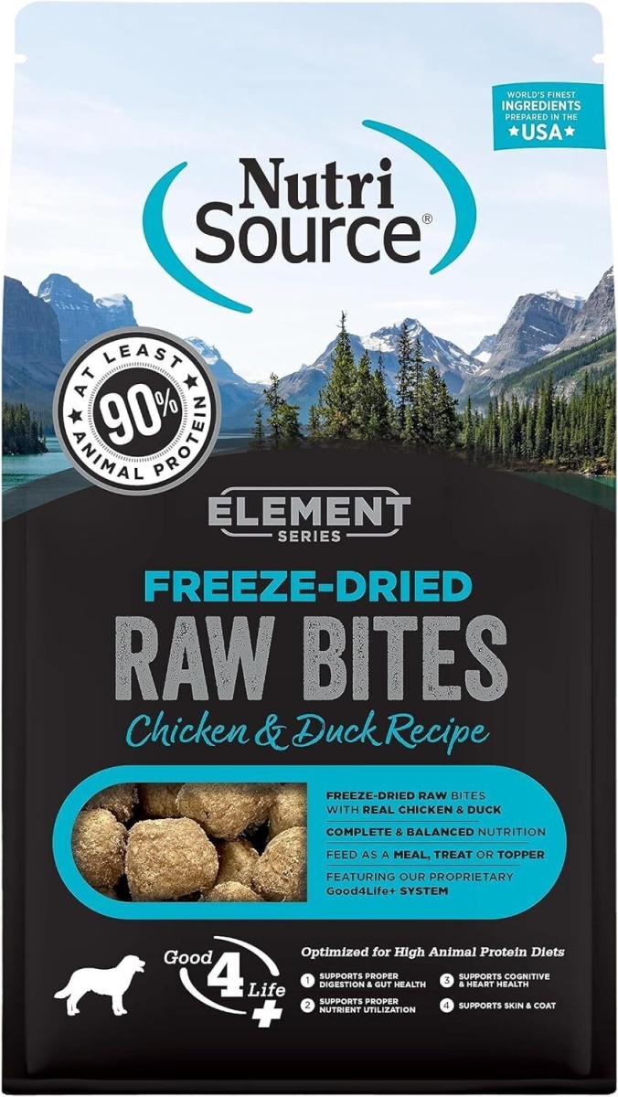 Picture of NutriSource 807081 10 oz Element Chicken & Duck Raw Freeze Dried Bites Dog Food - Pack of 8