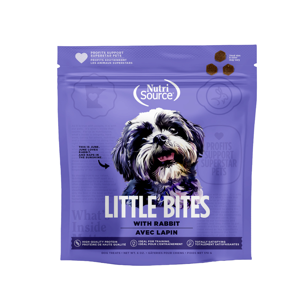 Picture of Nutrisource 124410 6 oz Little Bites Rabbit Dog Treats MP12 Case - Pack of 12