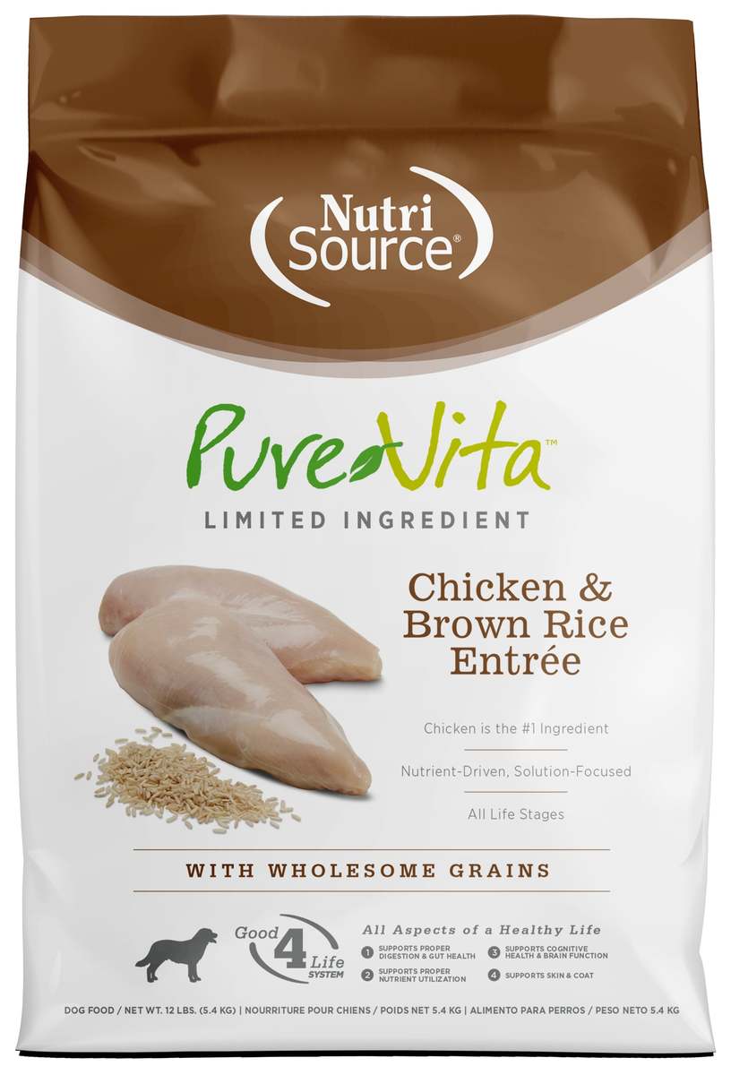 Picture of Pure Vita 125164 12 lbs Chicken & Brown Rice Dog Food - MP80