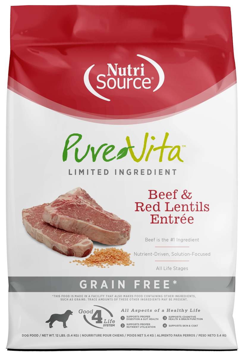Picture of Pure Vita 125166 12 lbs Grain Free Beef & Red Lentils Dog Food - MP80
